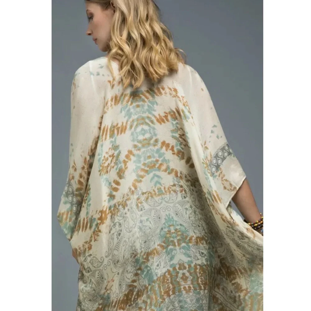 SOLD OUT Mojito Tie Dye Mandala Geometric Boho Kimono Wrap - Picture 4 of 6